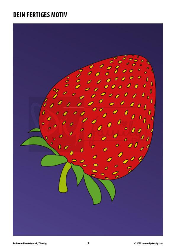 Erdbeere – Mosaikpuzzle zum Ausschneiden und Ausmalen