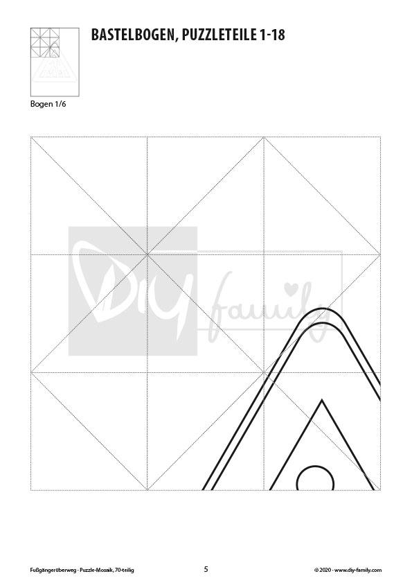 Fußgängerüberweg – Mosaikpuzzle zum Ausschneiden und Ausmalen