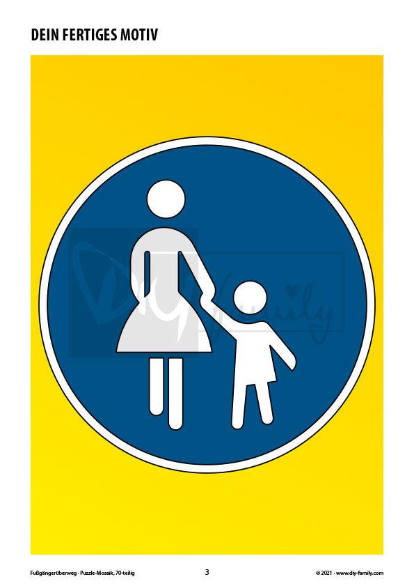 Fußgängerweg – Mosaikpuzzle zum Ausschneiden und Ausmalen