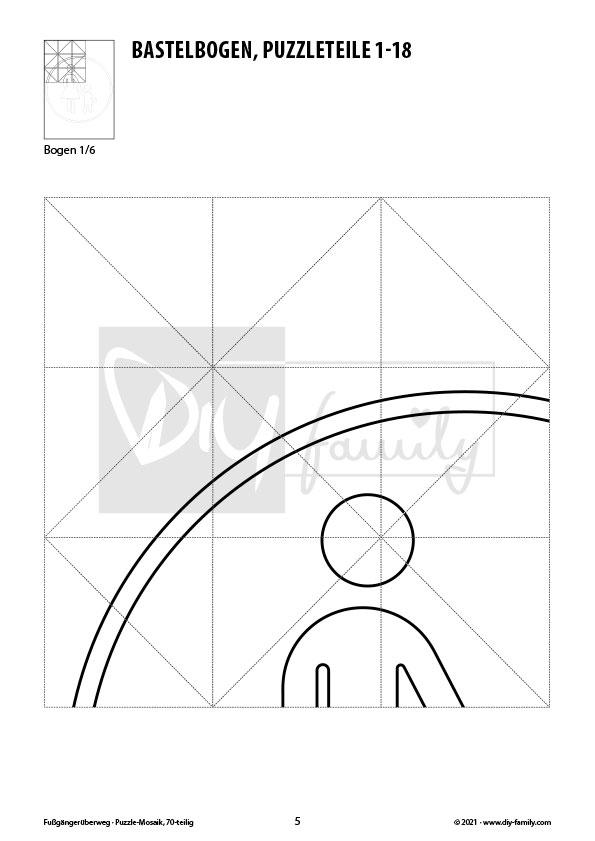 Fußgängerweg – Mosaikpuzzle zum Ausschneiden und Ausmalen