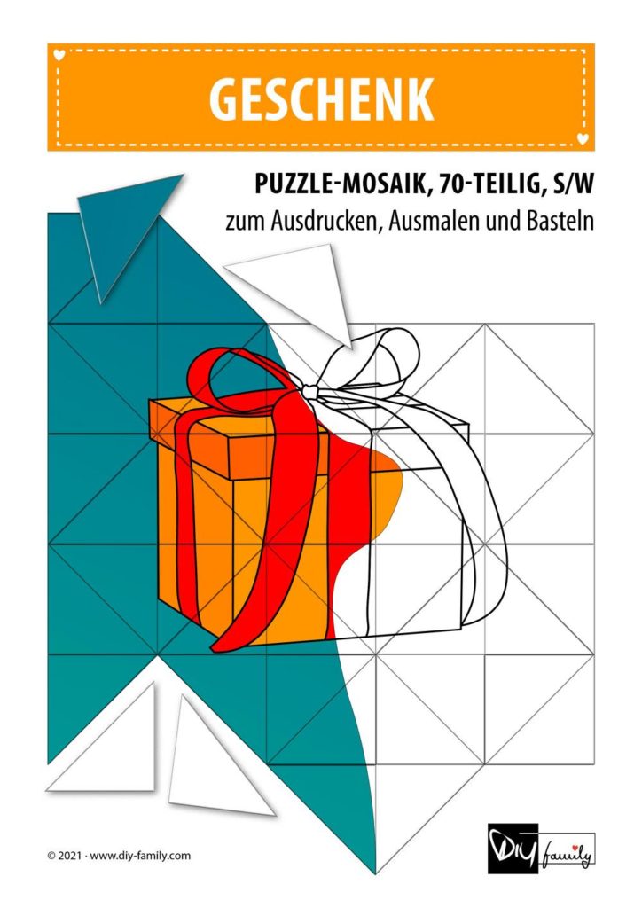 Geschenk – Mosaikpuzzle zum Ausschneiden und Ausmalen