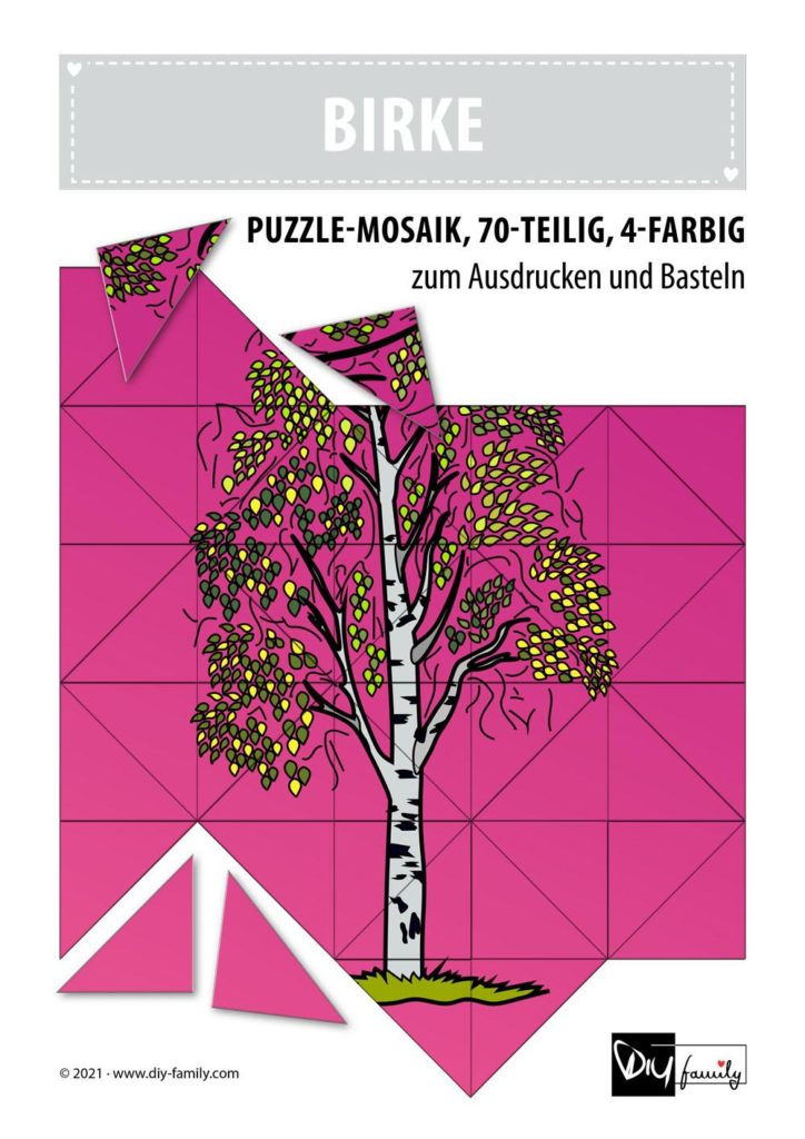 Birke – Mosaikpuzzle zum Ausschneiden und Basteln