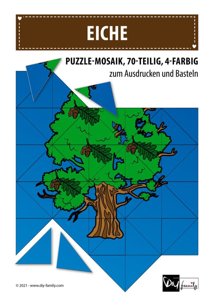 Eiche – Mosaikpuzzle zum Ausschneiden und Basteln