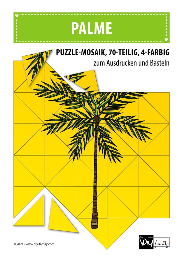 Palme – Mosaikpuzzle zum Ausschneiden und Basteln