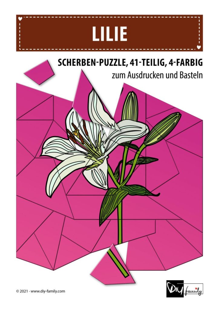 Lilie – Scherben-Puzzle zum Ausdrucken und Ausschneiden
