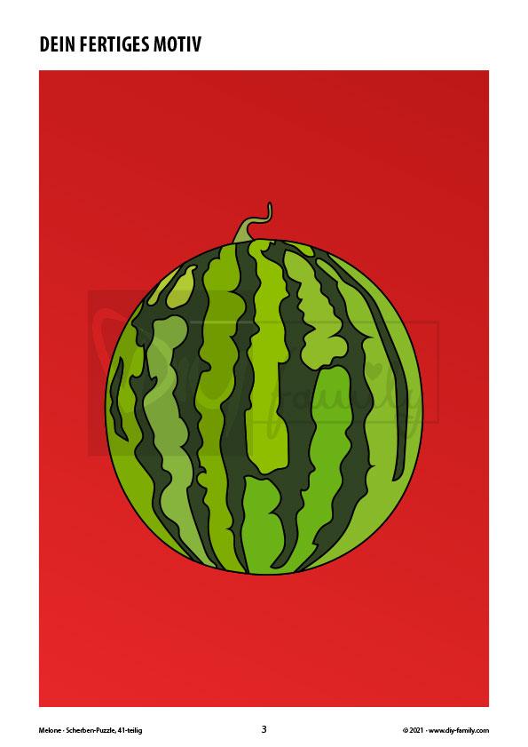 Melone – Scherben-Puzzle zum Ausdrucken und Ausschneiden