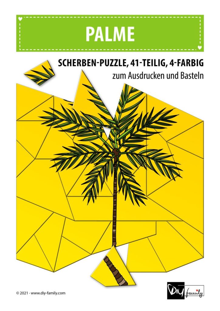 Palme – Scherben-Puzzle zum Ausdrucken und Ausschneiden