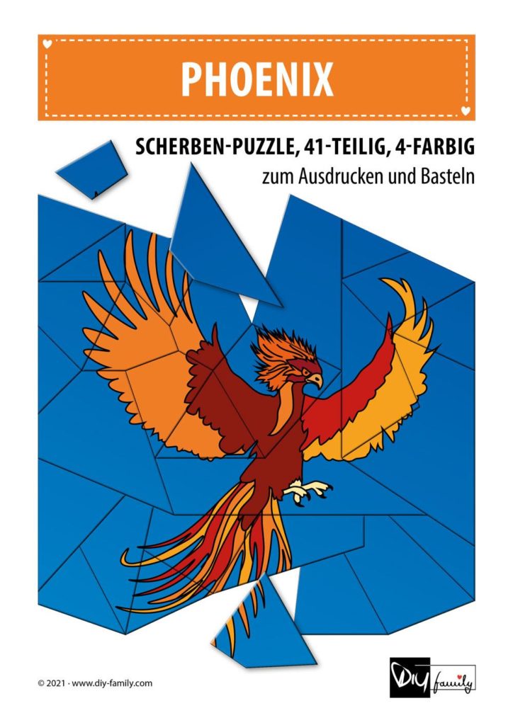 Phoenix – Scherben-Puzzle zum Ausdrucken und Ausschneiden