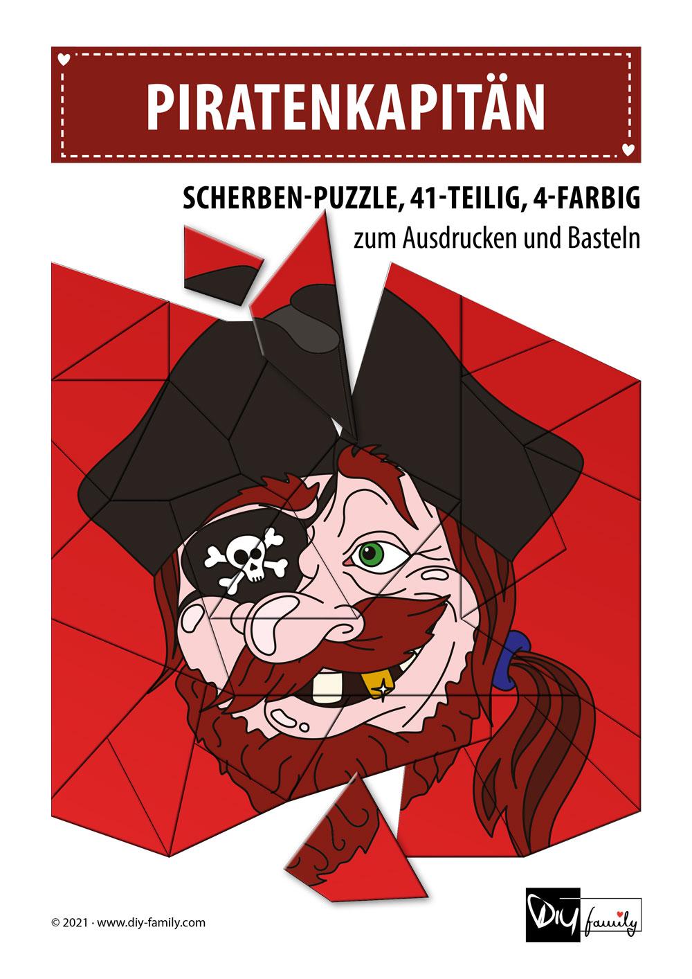 Piratenkapitän – Scherben-Puzzle zum Ausdrucken und Ausschneiden - DIY