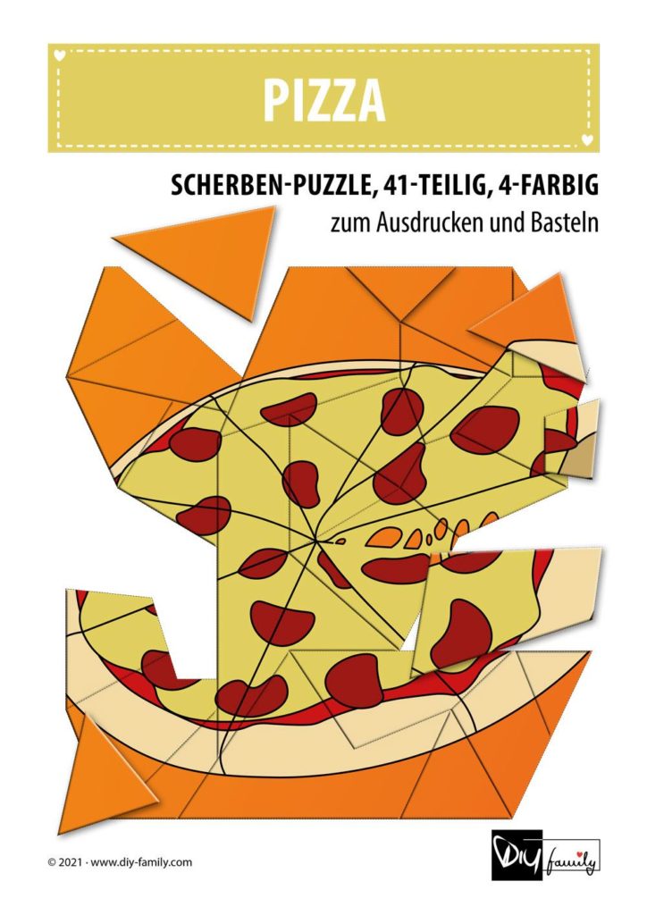 Pizza – Scherben-Puzzle zum Ausdrucken und Ausschneiden