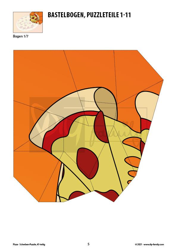 Pizza – Scherben-Puzzle zum Ausdrucken und Ausschneiden
