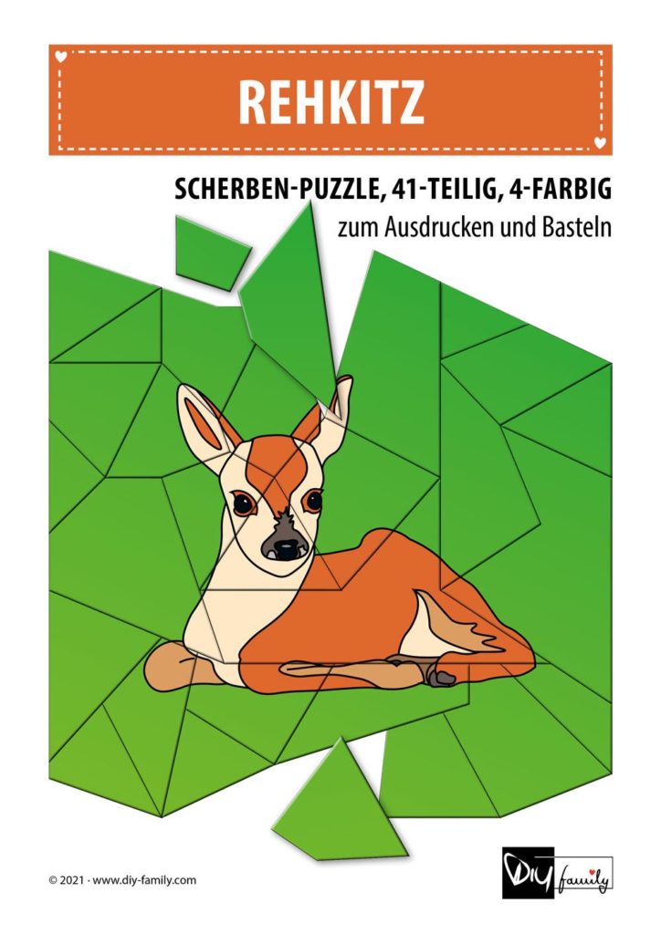 Rehkitz – Scherben-Puzzle zum Ausdrucken und Ausschneiden