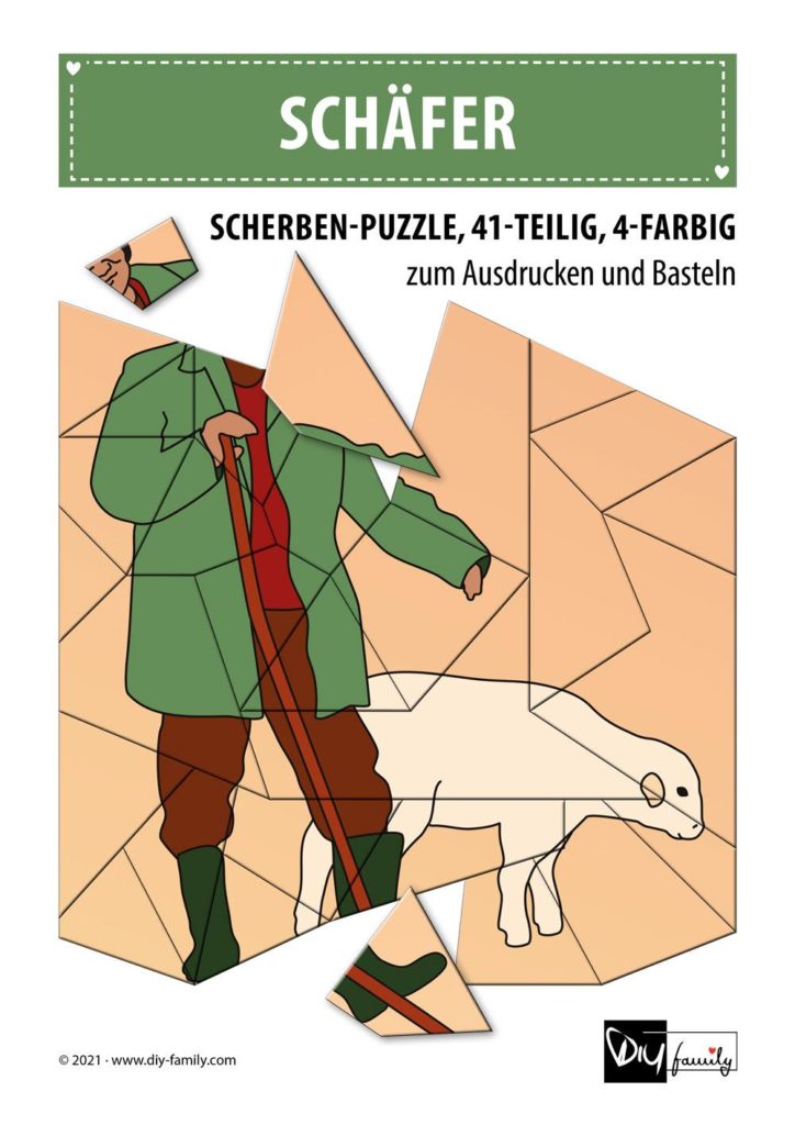 Schäfer – Scherben-Puzzle zum Ausdrucken und Ausschneiden