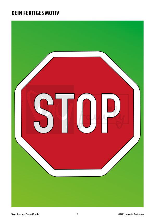 Stop – Scherben-Puzzle zum Ausdrucken, Ausschneiden und Ausmalen