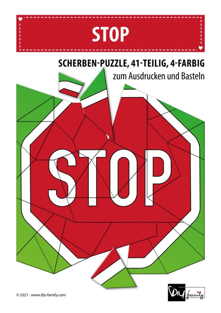 Stop – Scherben-Puzzle zum Ausdrucken und Ausschneiden