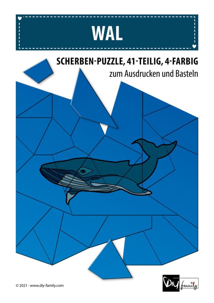 Wal – Scherben-Puzzle zum Ausdrucken und Ausschneiden