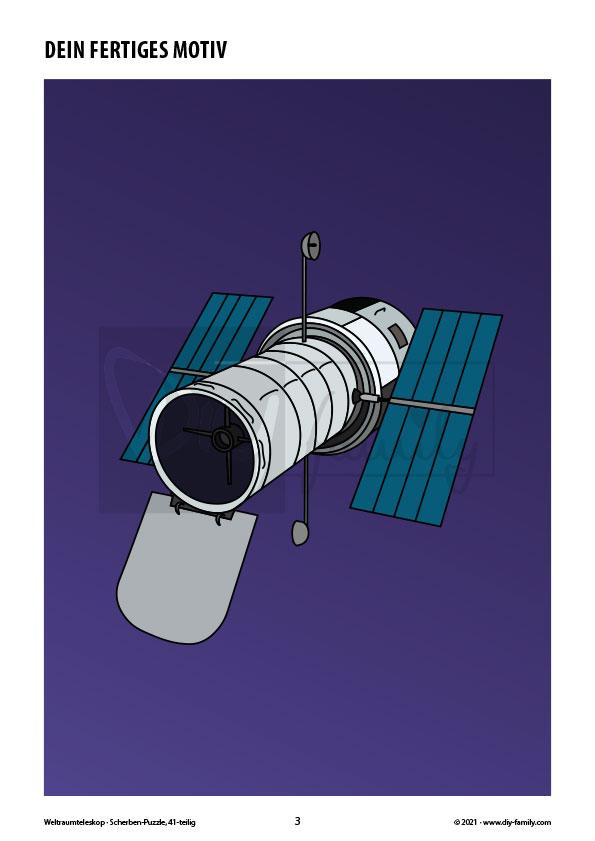 Weltraumteleskop – Scherben-Puzzle zum Ausdrucken, Ausschneiden und Ausmalen
