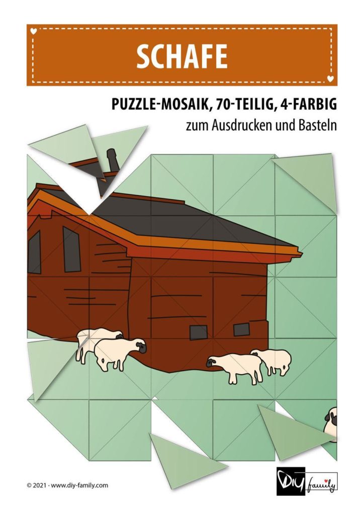 Schafe – Mosaikpuzzle zum Ausschneiden und Basteln