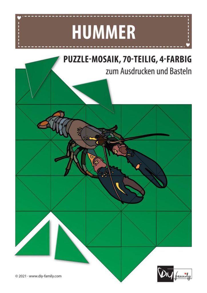 Hummer – Mosaikpuzzle zum Ausschneiden und Basteln