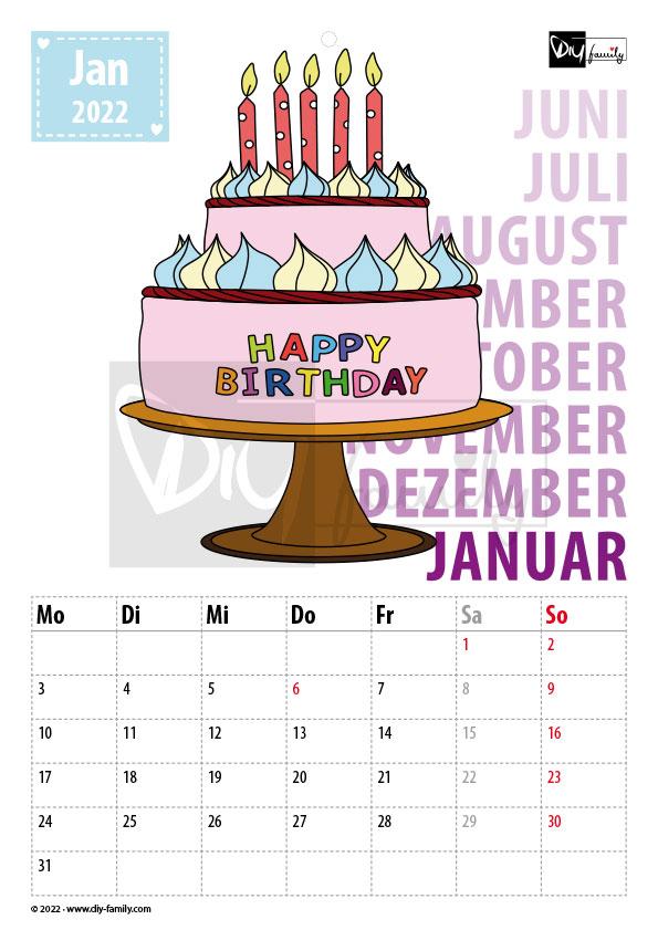 Geburtstag – Kalender 2022
