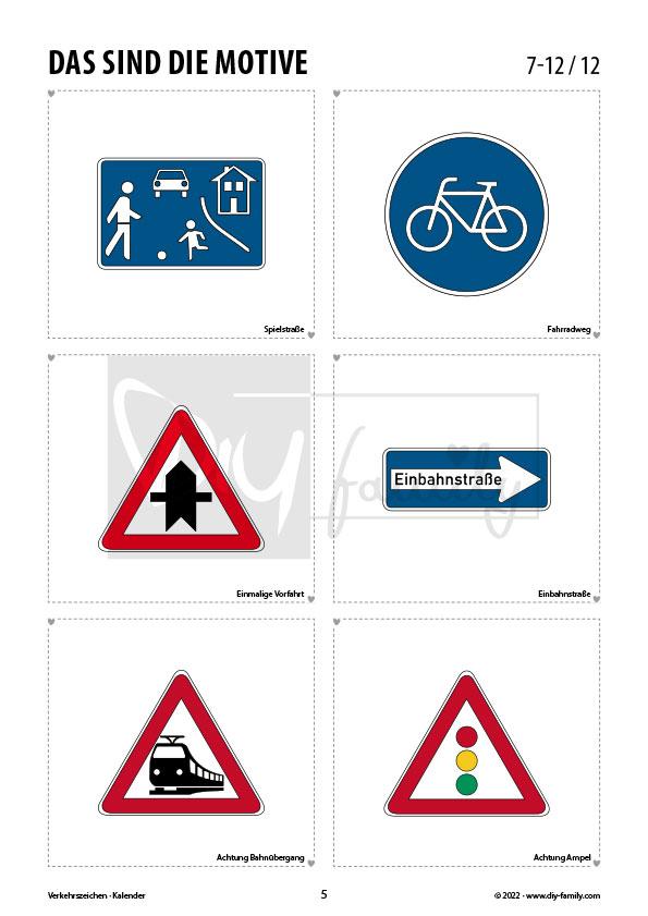 Verkehrszeichen 1 – Kalender zum Ausdrucken, Ausmalen und Beschriften 2022