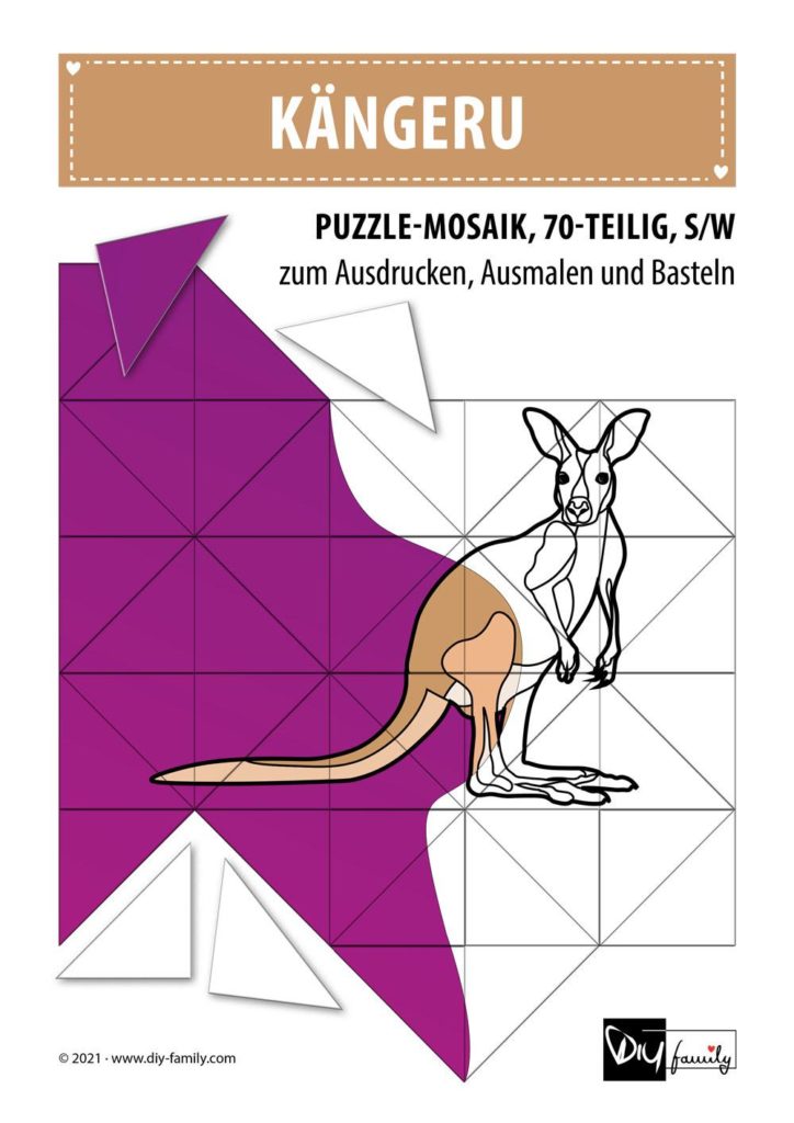 Kaenguru – Mosaikpuzzle zum Ausschneiden und Ausmalen