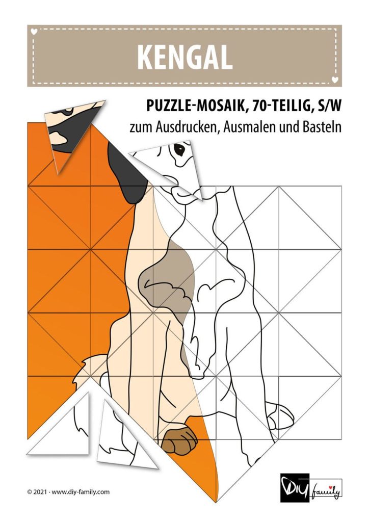 Kengal – Mosaikpuzzle zum Ausschneiden und Ausmalen