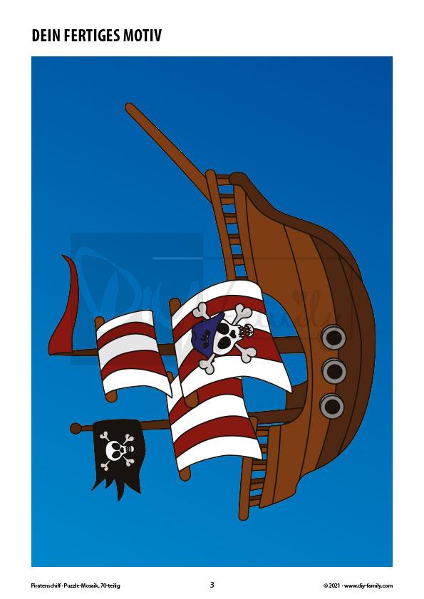 Piratenschiff – Mosaikpuzzle zum Ausschneiden und Ausmalen