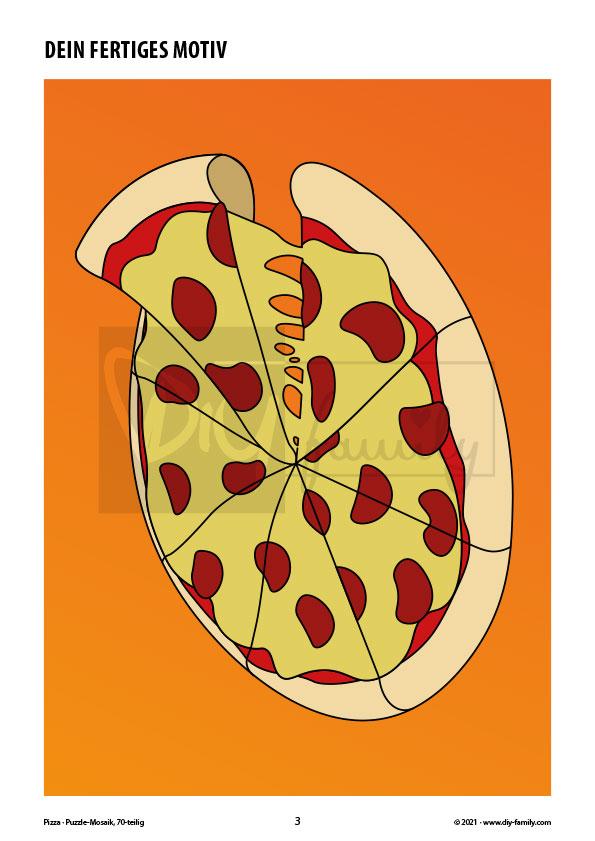Pizza – Mosaikpuzzle zum Ausschneiden und Ausmalen