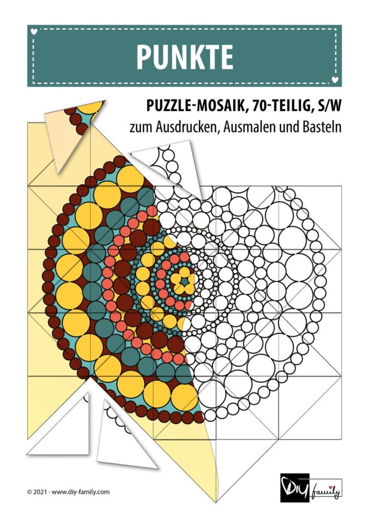 Punkte – Mosaikpuzzle zum Ausschneiden und Ausmalen