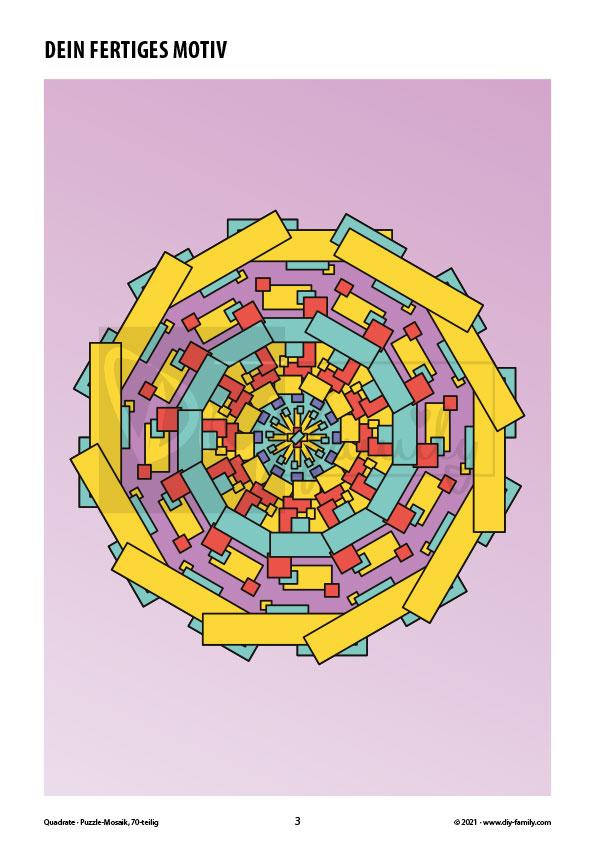 Quadrate – Mosaikpuzzle zum Ausschneiden und Ausmalen