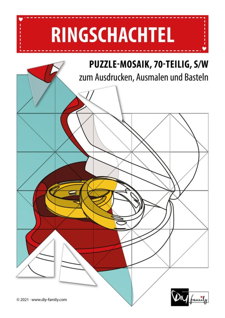 Ringschachtel – Mosaikpuzzle zum Ausschneiden und Ausmalen