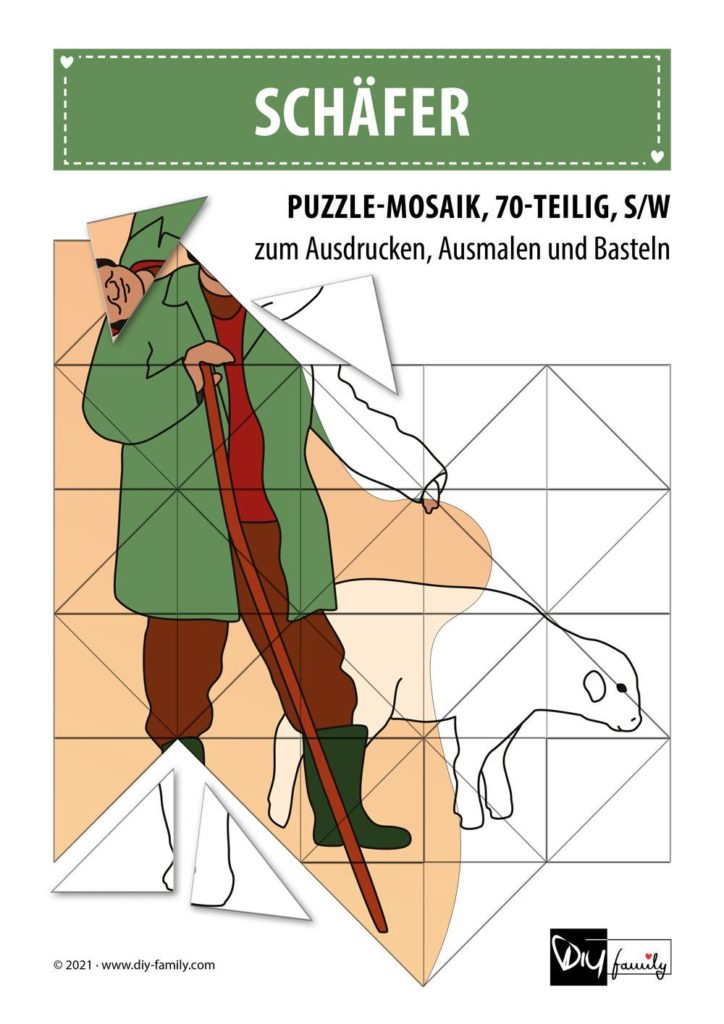 Schaefer – Mosaikpuzzle zum Ausschneiden und Ausmalen