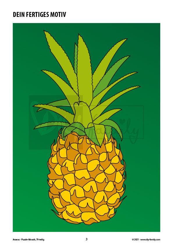 Ananas – Mosaikpuzzle zum Ausschneiden und Basteln
