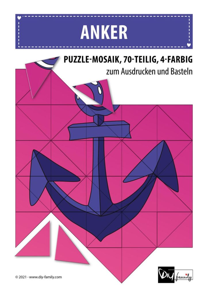 Anker – Mosaikpuzzle zum Ausschneiden und Basteln