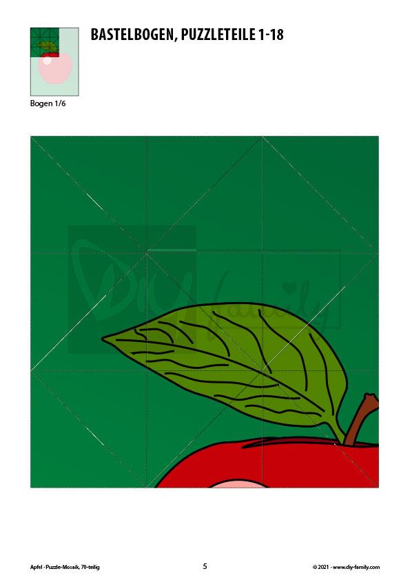 Apfel – Mosaikpuzzle zum Ausschneiden und Basteln