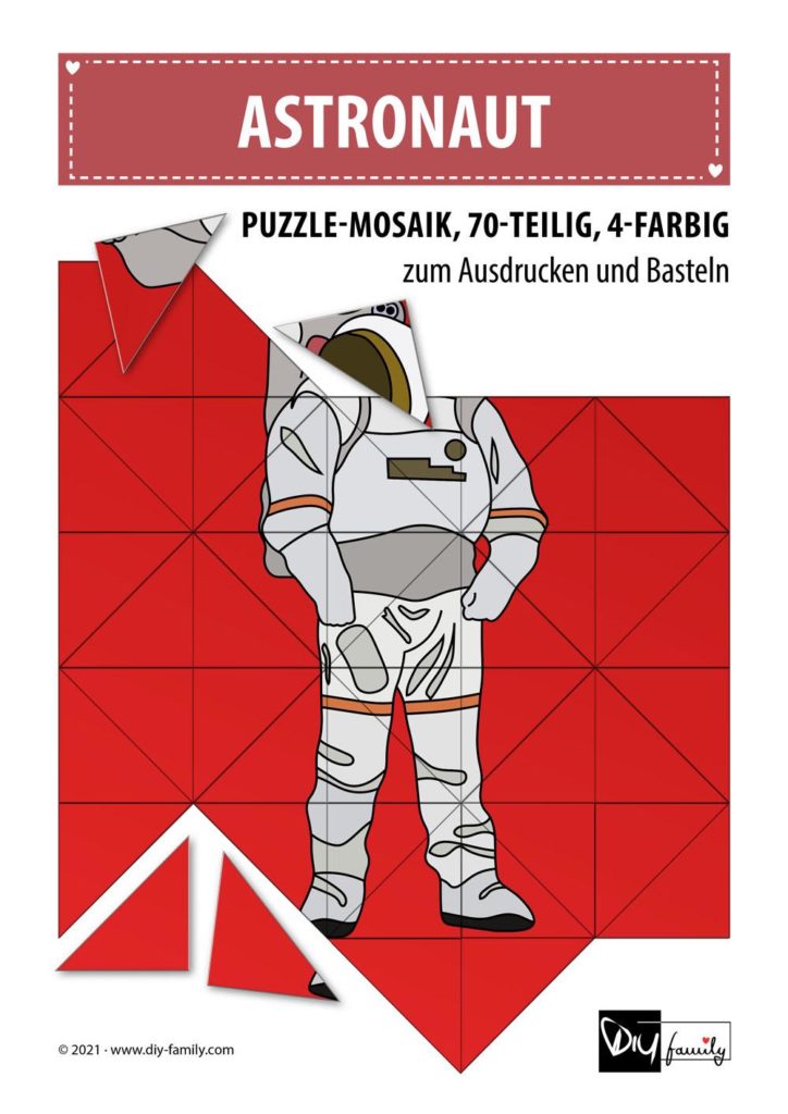 Astronaut – Mosaikpuzzle zum Ausschneiden und Basteln