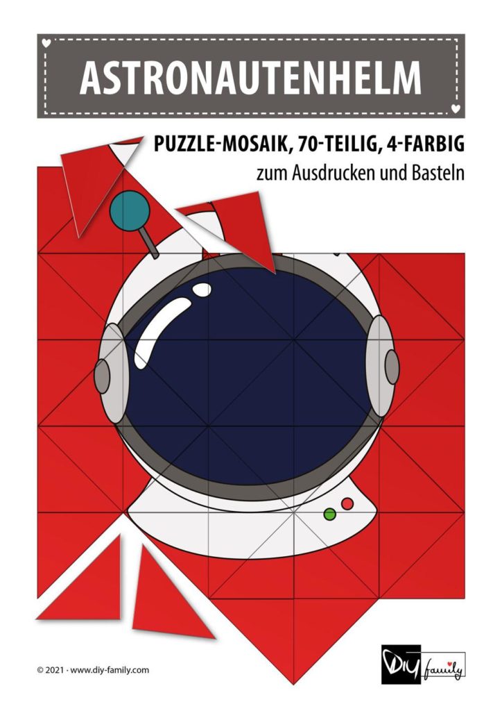 Astronautenhelm – Mosaikpuzzle zum Ausschneiden und Basteln