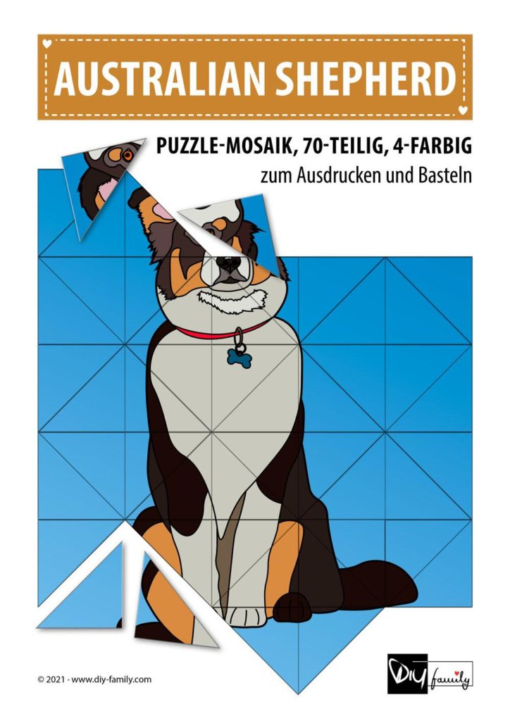 Australian Shepherd – Mosaikpuzzle zum Ausschneiden und Basteln