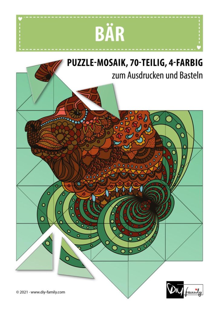 Baer – Mosaikpuzzle zum Ausschneiden und Basteln