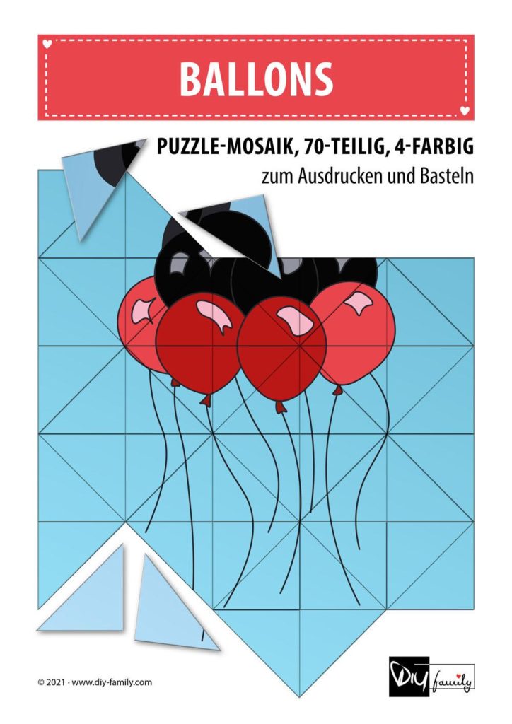 Ballons – Mosaikpuzzle zum Ausschneiden und Basteln