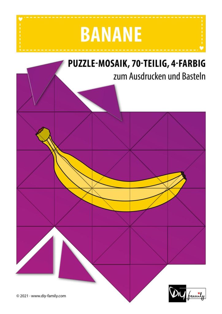 Banane – Mosaikpuzzle zum Ausschneiden und Basteln
