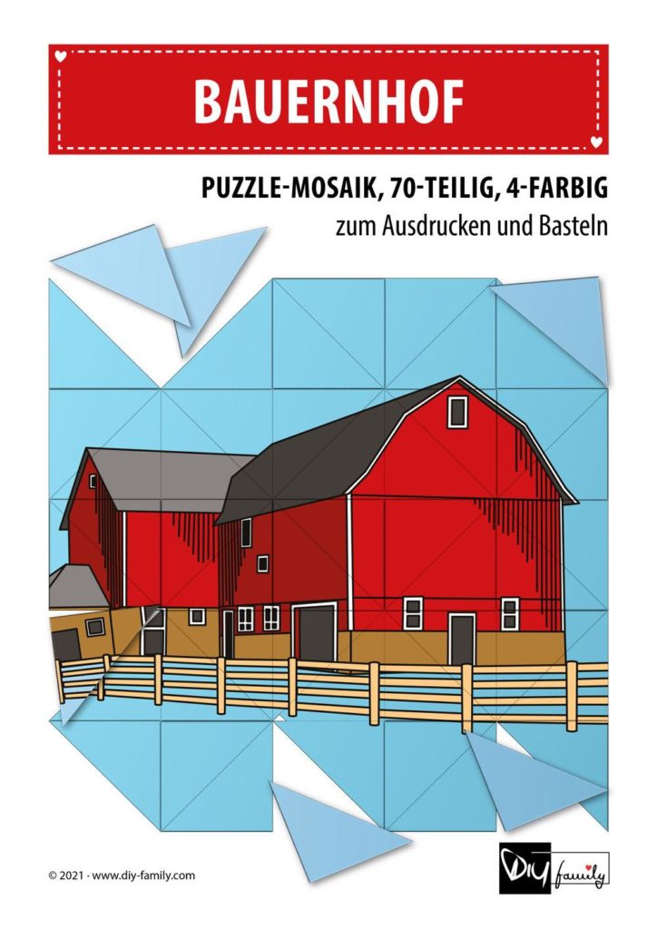 Bauernhof – Mosaikpuzzle zum Ausschneiden und Basteln