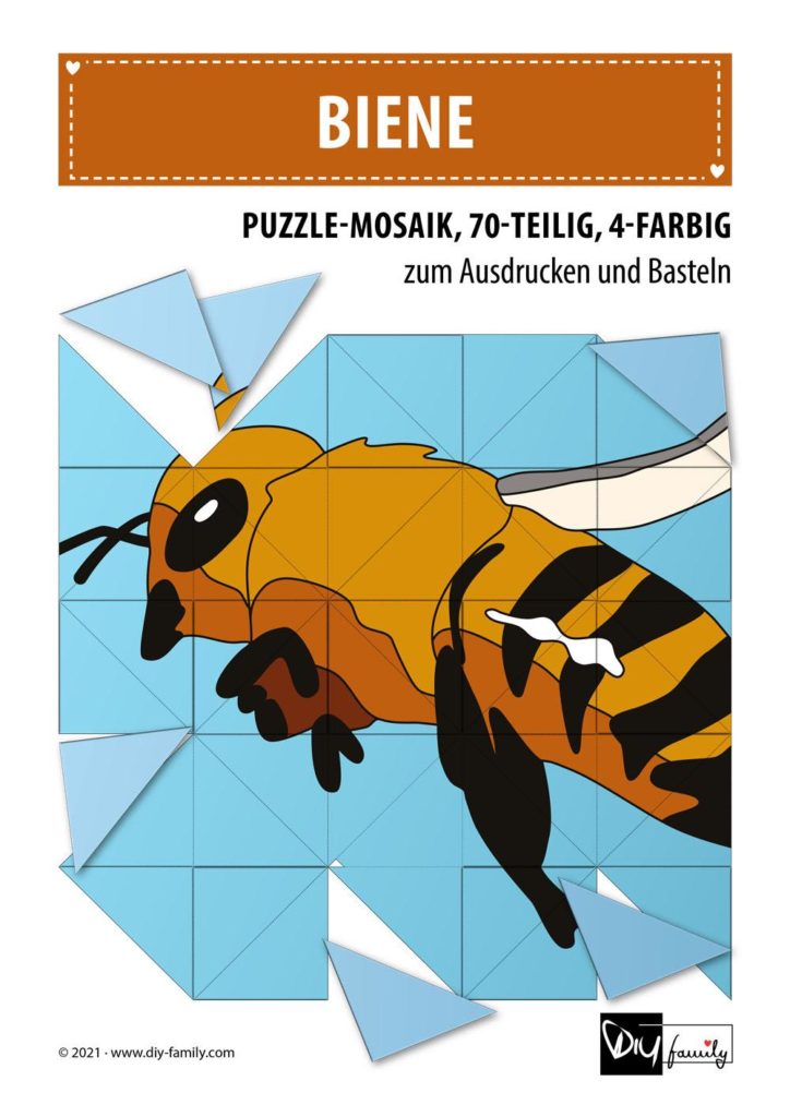 Biene – Mosaikpuzzle zum Ausschneiden und Basteln