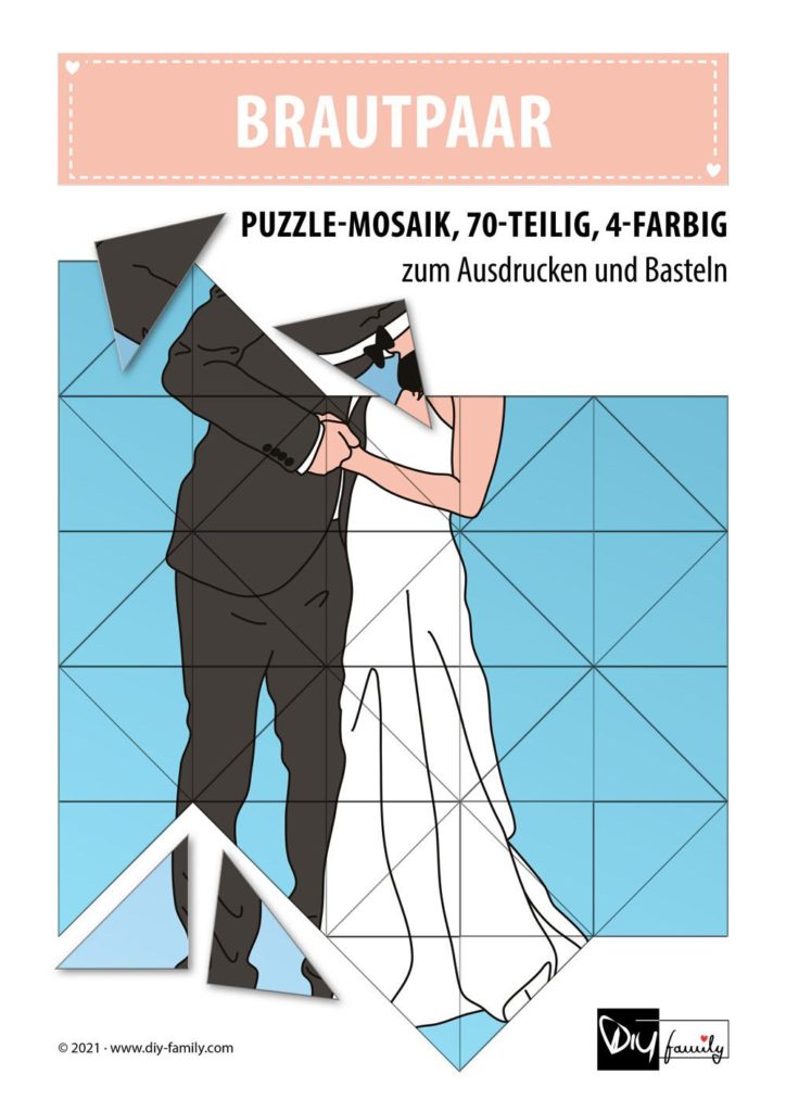Brautpaar – Mosaikpuzzle zum Ausschneiden und Basteln