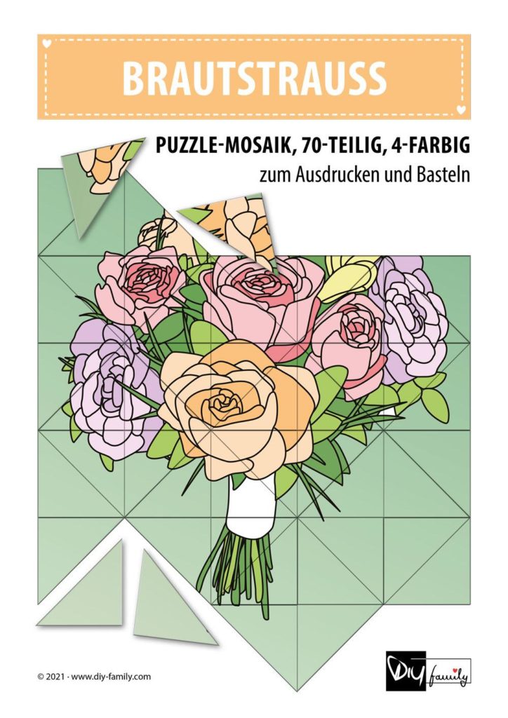Brautstrauss – Mosaikpuzzle zum Ausschneiden und Basteln