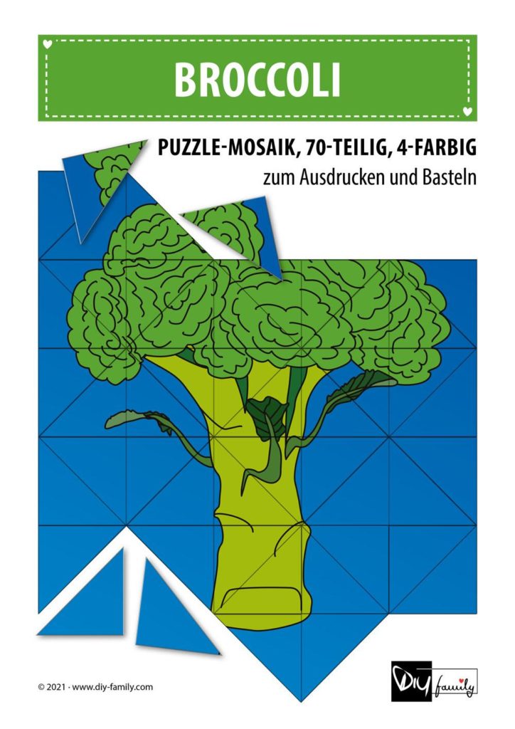 Broccoli – Mosaikpuzzle zum Ausschneiden und Basteln