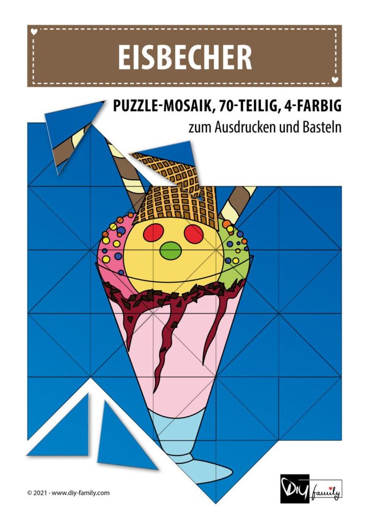 Eisbecher – Mosaikpuzzle zum Ausschneiden und Basteln