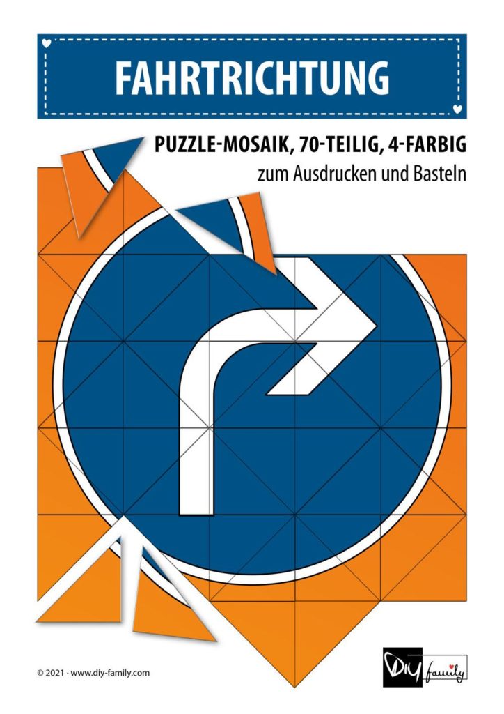Fahrtrichtung – Mosaikpuzzle zum Ausschneiden und Basteln