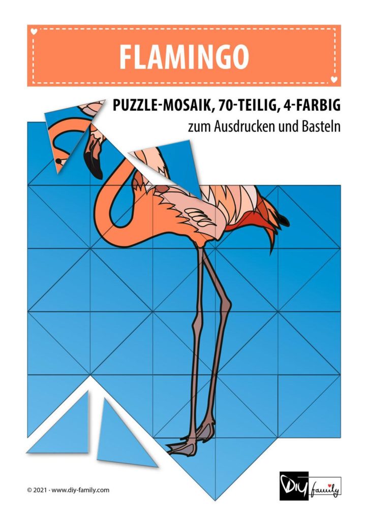 Flamingo – Mosaikpuzzle zum Ausschneiden und Basteln